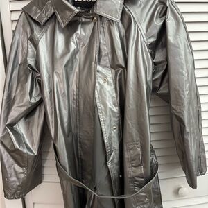 Totes Metallic Silver Trench Coat
